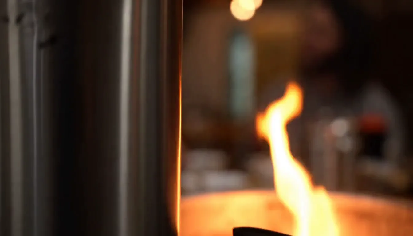 First frame of our MiniMax H3 test clip: flame burning in a dark interior, rendered at 1344x768 on an RTX 3060 12GB